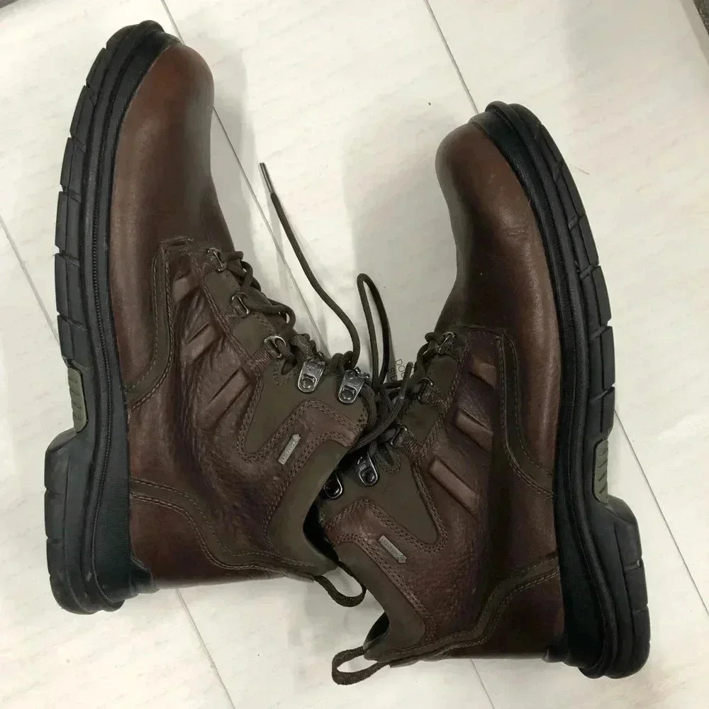 Clarks Ash Gortex Boots Men 9.5M Leather Waterproof‎ Hiking Mid EUC Brown